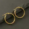 oly-22ab464161c36a48c3d39a7afe47671a Wholesale PVD Coated 18K Gold Plated Round Stainless Steel Retro Simple Style Waterproof Non Tarnish Hoop Earrings