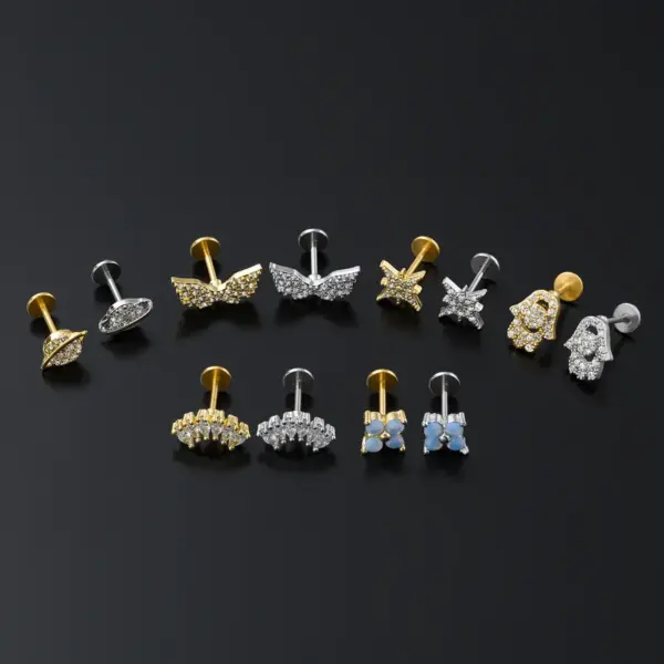 Wholesale Simple Style Solid Color Copper 18k Gold Plated White Gold Plated Zircon Ear Studs In Bulk