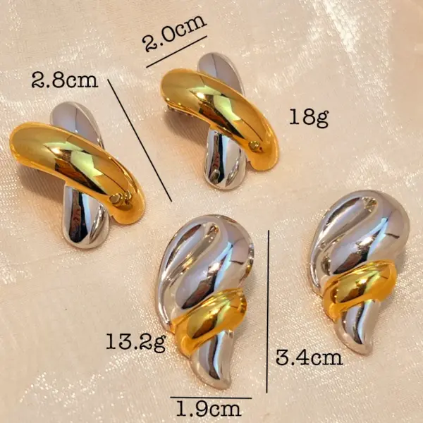 Wholesale PVD Coated Real Gold Plated 18K Gold Geometric 304 Stainless Steel Elegant Luxurious Waterproof Non Tarnish Ear Studs