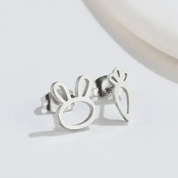 PVD Coated 18K Gold Real Gold Plated Bunny Ears 304 Stainless Steel Fashion Waterproof Non Tarnish Ear Studs