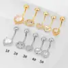 1 Piece Belly Rings Simple Style Classic Style Heart Shape Cat 316L Stainless Steel Waterproof Non Tarnish Surgical Steel Zircon Rack Plated 14K Gold Plated Belly Rings