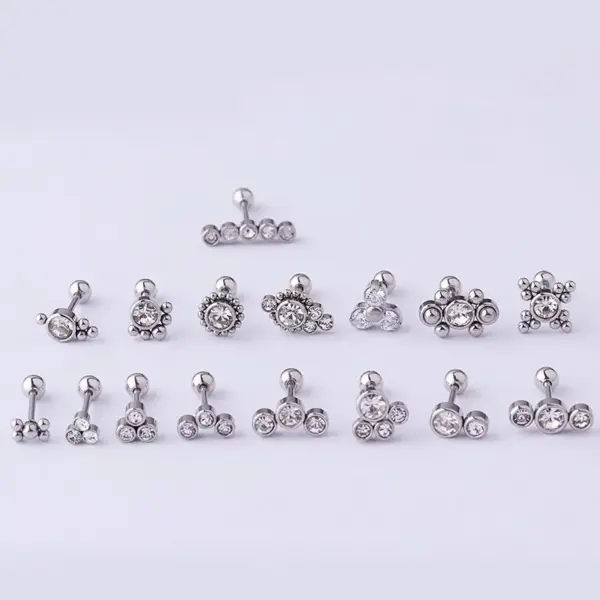 316L Stainless Steel Zircon Ear Cartilage Rings & Studs Round Waterproof Non Tarnish Surgical Steel Unisex