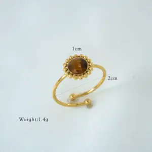 Yellow Tiger-Stone White Gold Color [with Sterling Silver Earplug]]