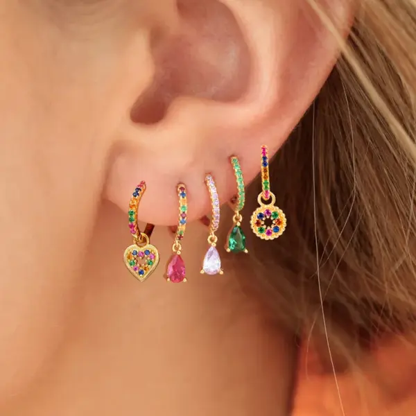 Wholesale 1 Pair Ig Style Streetwear Round Water Droplets Heart Shape Plating Inlay Copper Zircon White Gold Plated Gold Plated Drop Earrings