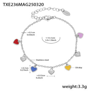 Txe236-mixed color love steel color bracelet 16+5cm