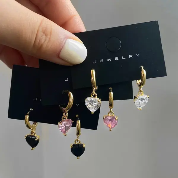 Wholesale 1 Pair Elegant Heart Shape Plating Inlay Copper Zircon Gold Plated Earrings