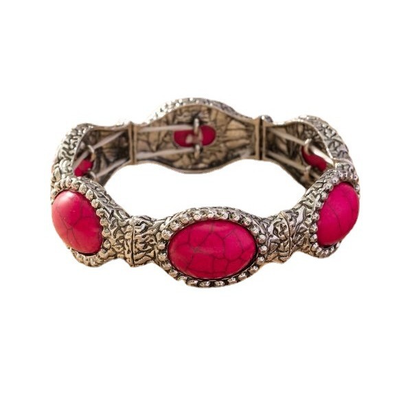 Wholesale Europe and the United States cross-border new bohemian style new simple fashion oval pattern turquoise environmental protection bracelet