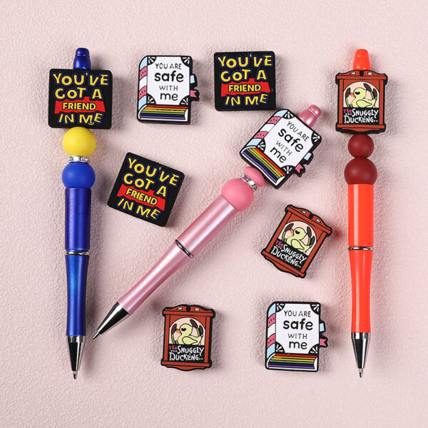 Wholesale High color value cartoon letter silicone beads glitter loose beads diy mobile phone chain key chain material beaded pen jewelry