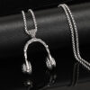 Wholesale Europe and the United States cross-border explosions rock music headphones pendant necklace jewelry men hip-hop titanium steel long sweater chain