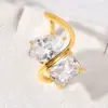 Wholesale PVD Coated Real Gold Plated 18K Gold Square Water Droplets 304 Stainless Steel Elegant Waterproof Non Tarnish Rings