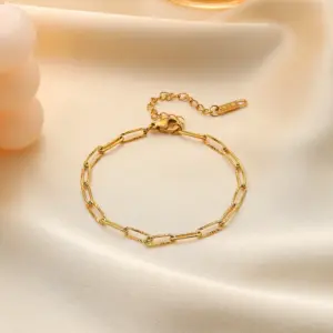 【XKB0106】Embossed Plain Chain Bracelet / Gold