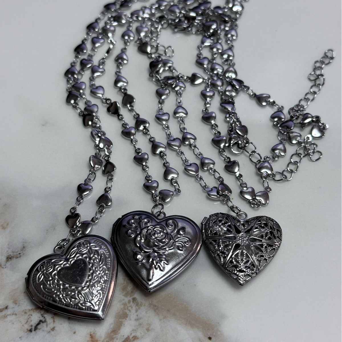 Wholesale South Korea Niche Design Ins Love Love Flip Carved Necklace Old Retro Hot Girl Sweet Cool Style All-match Collarbone Chain