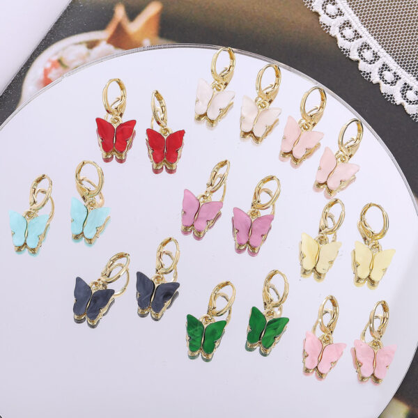 Wholesale Korean version of new earrings fashion color acrylic butterfly earrings earrings small fresh sweet colorful earrings earrings