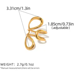 Gold / One Size / 1 Piece of Three Oval Rings