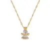 Wholesale Golden Plated 304 Stainless Steel Electroplating Zircon Angel Luxurious Earrings Necklace For Women'S