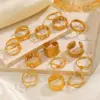 Wholesale PVD Coated 18K Gold Plated Geometric 304 Stainless Steel Simple Style Waterproof Non Tarnish Rings