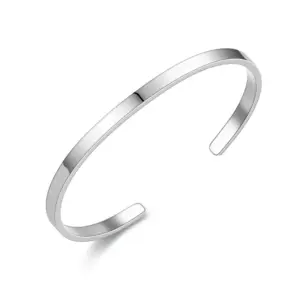 Wholesale Real Gold Plated 201 Stainless Steel PVD Coated Solid Color Waterproof Non Tarnish Simple Style Bangle For Women'S