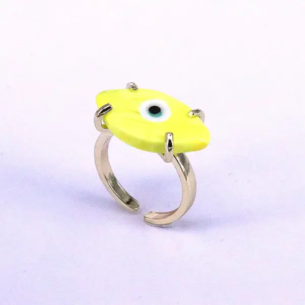 Wholesale Retro Devil's Eye Copper Gold Plated Glass Stone Open Ring 1 Piece