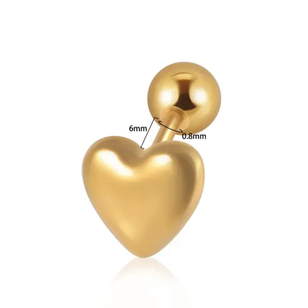 Wholesale 1 Piece 304 Stainless Steel Stone-Free Vacation Simple Style Roman Style Belly Rings Solid Color Gold Steel Color Red Heart Ion Plating (IP) 18K Gold Plated Ear Cartilage Rings & Studs Belly Rings Tongue Rings
