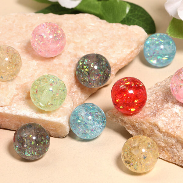 Wholesale 16mm love pottery gold foil round beads color sequins dyed core beaded diy jewelry accessories mobile phone chain beads