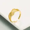 Wholesale Fashion Copper-plated Gold Micro-inlaid Color Zircon Ring