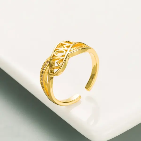 Wholesale Fashion Copper-plated Gold Micro-inlaid Color Zircon Ring