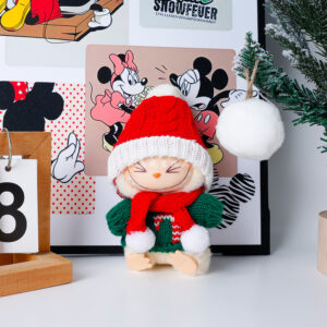 Rx298 christmas set [fur ball knitted red hat + green sweater + red scarf three-piece set (doll not included)