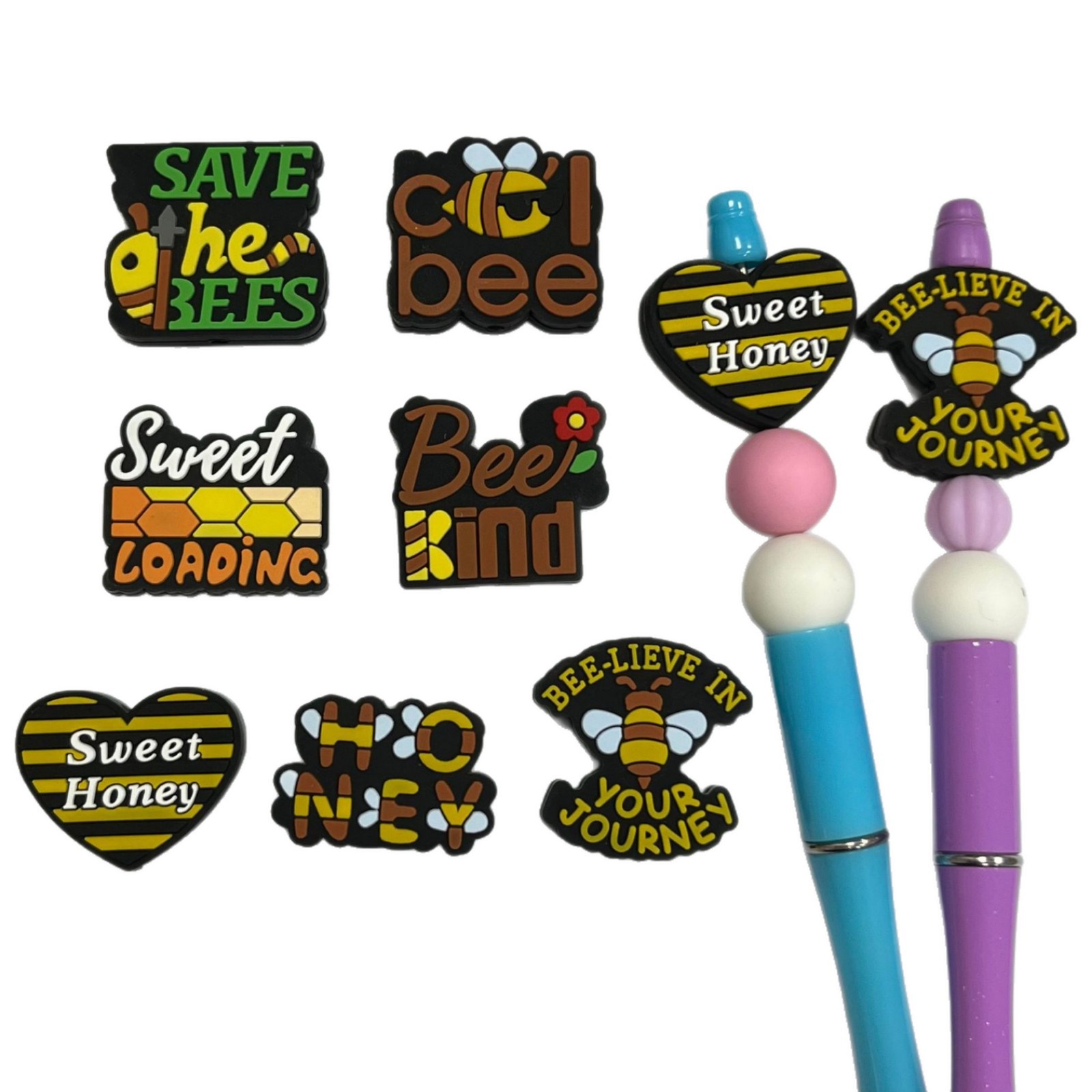 Wholesale Cross-Border Luminous New Product Silicone Animal Bee DIY Beads Beaded Pen Pacifier Chain Luminous Loose Bead Aessories