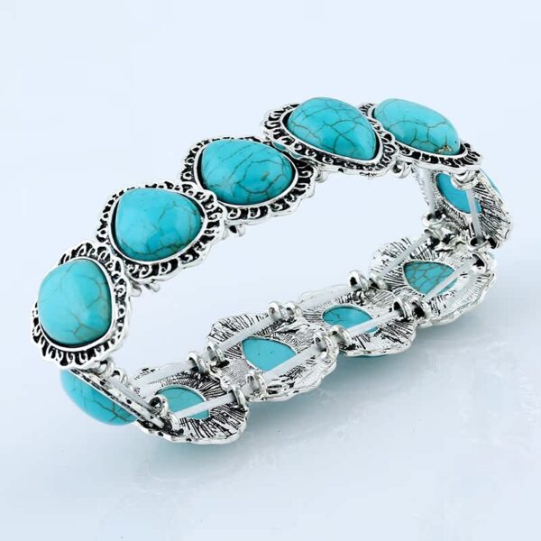 Wholesale Retro jewelry European and American water drop elastic line love pattern turquoise bracelet bracelet ebay export hot sale