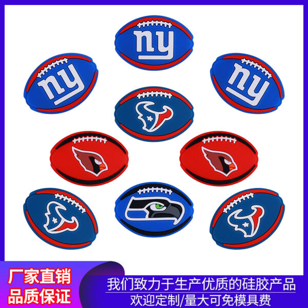 Wholesale Rugby Team Badge Silicone Beads Focal Beads