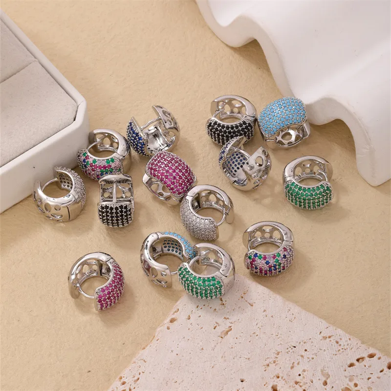 Wholesale 1 Piece Casual Simple Style Geometric Copper Zircon Gold Plated Sier Plated Hie Earrings