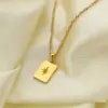 Wholesale Rectangular Sunlight Pendant 18k Gold Plated Stainless Steel Necklace