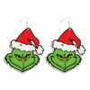 oly-22f725025602551b60ae0220d8e77275 Wholesale Cross-border European and American Christmas earrings, girls' Christmas gifts, acrylic flat creative funny green monster earrings