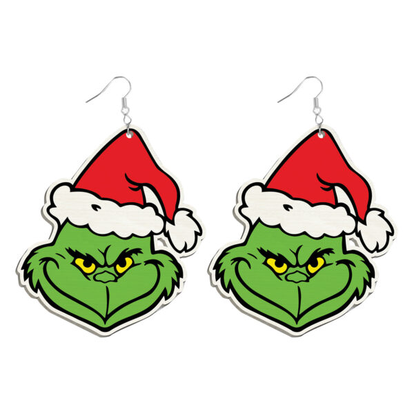 oly-22f725025602551b60ae0220d8e77275 Wholesale Cross-border European and American Christmas earrings, girls' Christmas gifts, acrylic flat creative funny green monster earrings