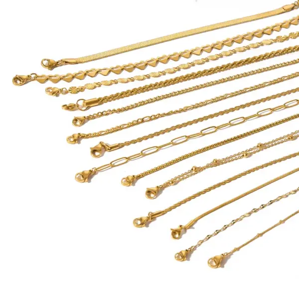 Wholesale 304 Stainless Steel Solid Color PVD Coated Real Gold Plated 18K Gold IG Style Modern Style Waterproof Non Tarnish Cuban Link Chain Curb Chain Figaro Chain Lobster Trigger Clasp Closure Gold Bracelets