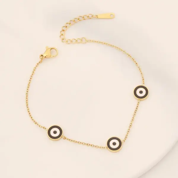 Wholesale PVD Coated 18K Gold Real Gold Plated Eye Stainless Steel INS Style Waterproof Non Tarnish 304 Stainless Steel Bracelets