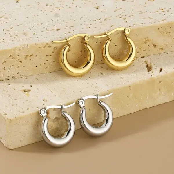Wholesale PVD Coated 18K Gold Plated Geometric 304 Stainless Steel Simple Style Waterproof Non Tarnish Earrings Ear Studs