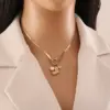 Wholesale 18K Gold Real Gold Plated 304 Stainless Steel Ion Plating (IP) Zircon Heart Shape Bow Knot Waterproof Non Tarnish Elegant Pendant Necklace For Women's