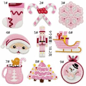Pink cartoon cloth stickers set of 10 pieces