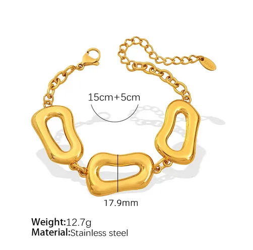 Wholesale Ion Plating (IP) Real Gold Plated 18K Gold Geometric Solid Color 304 Stainless Steel Elegant Waterproof Non Tarnish Bracelets Necklace