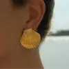 PVD Coated Real Gold Plated Shell 304 Stainless Steel Retro Waterproof Non Tarnish Ear Studs
