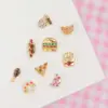 Wholesale Fashion Geometric Coke Hamburger Brass Inlaid Zircon Ear Studs 1 Pair