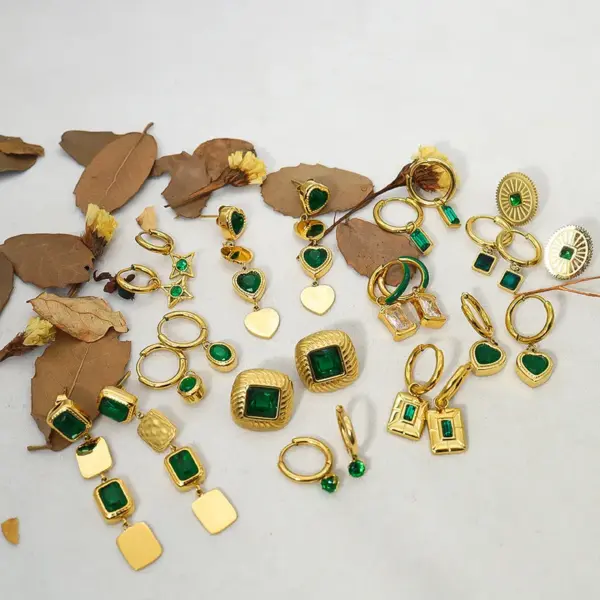 Wholesale PVD Coated Real Gold Plated Oval Heart Shape Rectangle 304 Stainless Steel Casual Waterproof Non Tarnish Drop Earrings