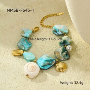 Nmsb-f645-1 blue shell bracelet / 18K