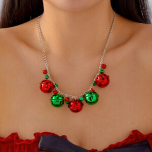Red and green exaggerated bell pendant necklace
