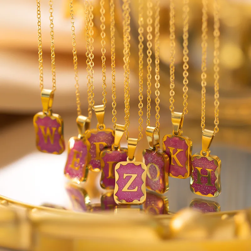 Wholesale Titanium Steel Simple Style Letter Plating Pendant Necklace