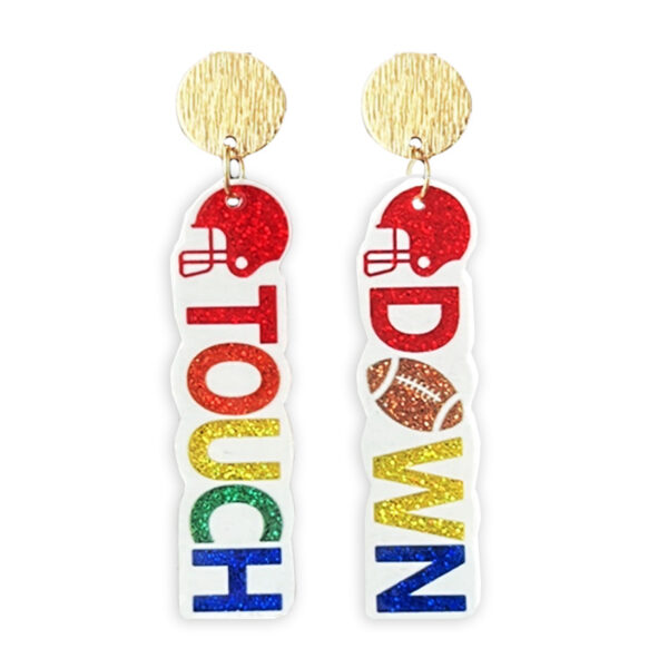 Wholesale Amazon Supply Football Glitter Day Atmosphere Colorful Earrings Bow Element Coffee Autumn Earrings