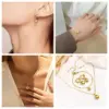 Ion Plating (IP) 18K Gold Plated Heart Shape 304 Stainless Steel Fairy Style Cute Sweet Waterproof Non Tarnish Jewelry Set
