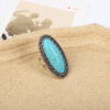 Wholesale New Simple Fashion Horse Eye Diamond Court Crown Pattern Turquoise Ring Turquoise Ring