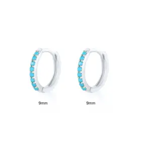 White Gold Color-Turquoise 9mm